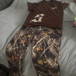 Men Fashion Street Vintage Camos 2-piece Set Large Pants And Large Shirt