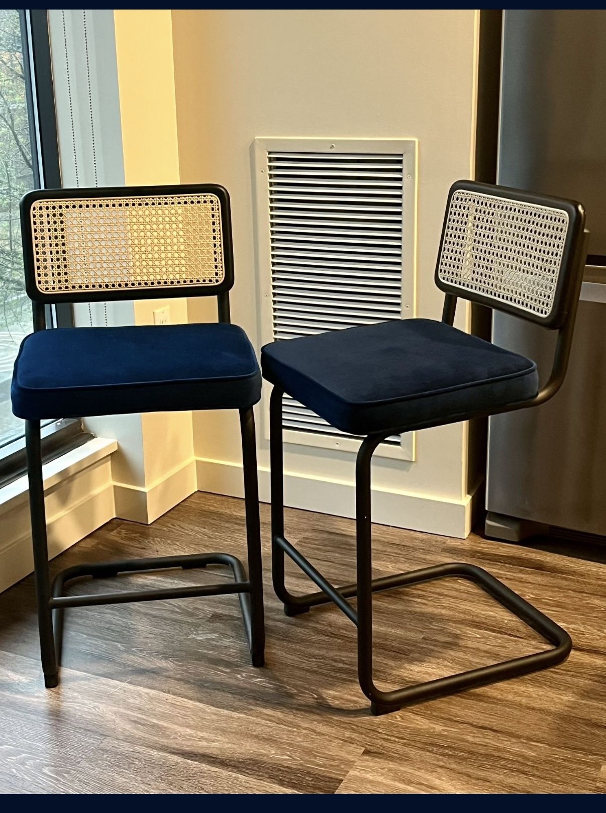 Modern Cane Back Counter Stools (Set of 2) – Like New