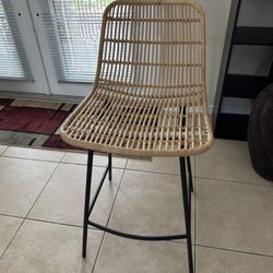 Natural Rattan Indoor Counter Bar Stool Chair 