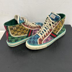 Gucci Tennis 1977 GG High Top Sneakers Multicolor Canvas