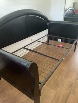 Black Faux Leather Daybed Frame