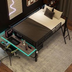 Full Size Gaming Loft Bed w/ Desk & Storage – Barely Used 