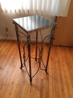 Metal and Stone Plant Stand or Decor Table
