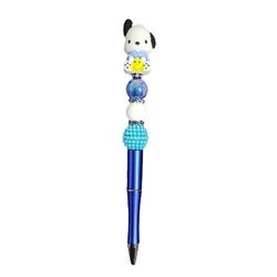 Pochacco Sanrio Custom Beaded Ballpoint Twist Pen Blue White Topper