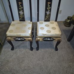 19th Century Antique Mother Of Pearl Lady Inlays Chairs