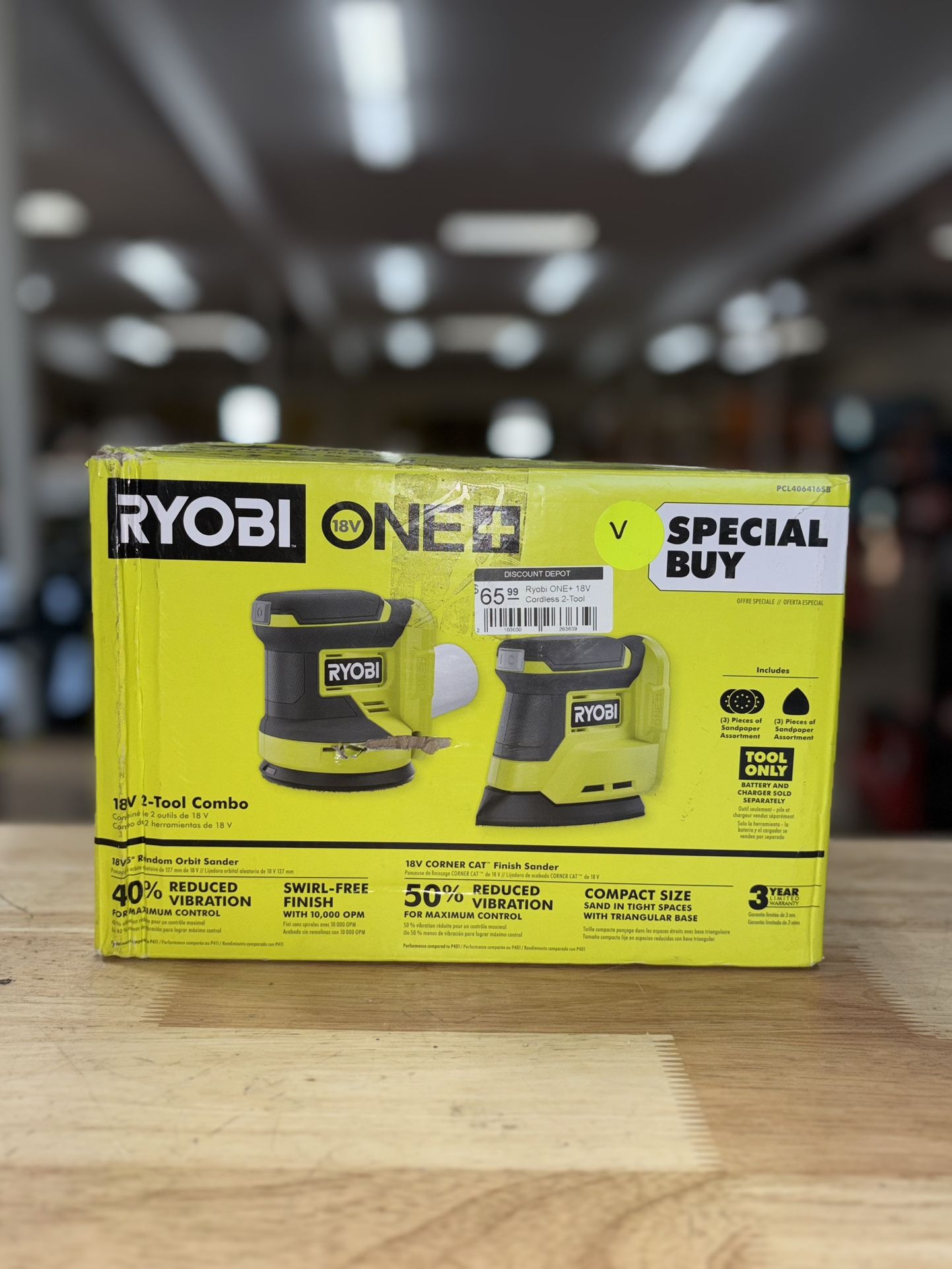 Ryobi ONE+ 18V Cordless 2-Tool Combo Kit with Random Orbit Sander and Corner Cat Finish Sander (Tools Only)