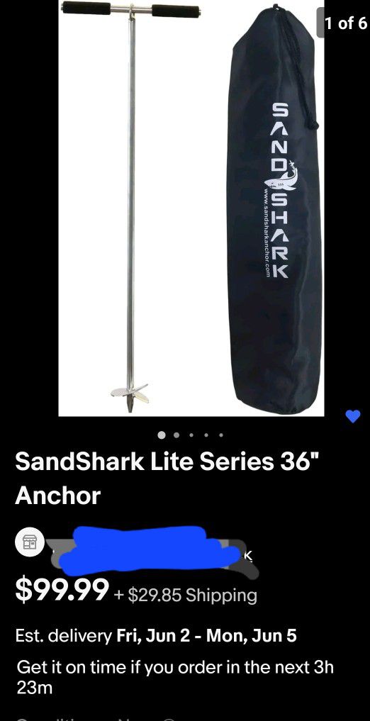 Sand Shark. Brand Sand Anchor For Kayaks, Canoe, Jet Skis, Skeedoos Etc
