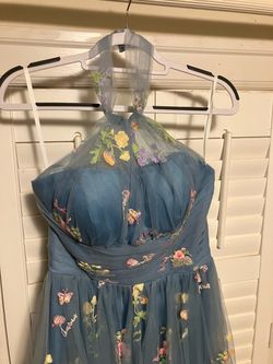 Lovely blue embroidered maxi dress - size 8