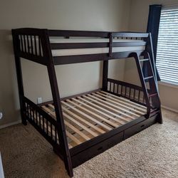 Solid Wood Twin-over-Full Bunk Bed + Mattress (Wayfair)