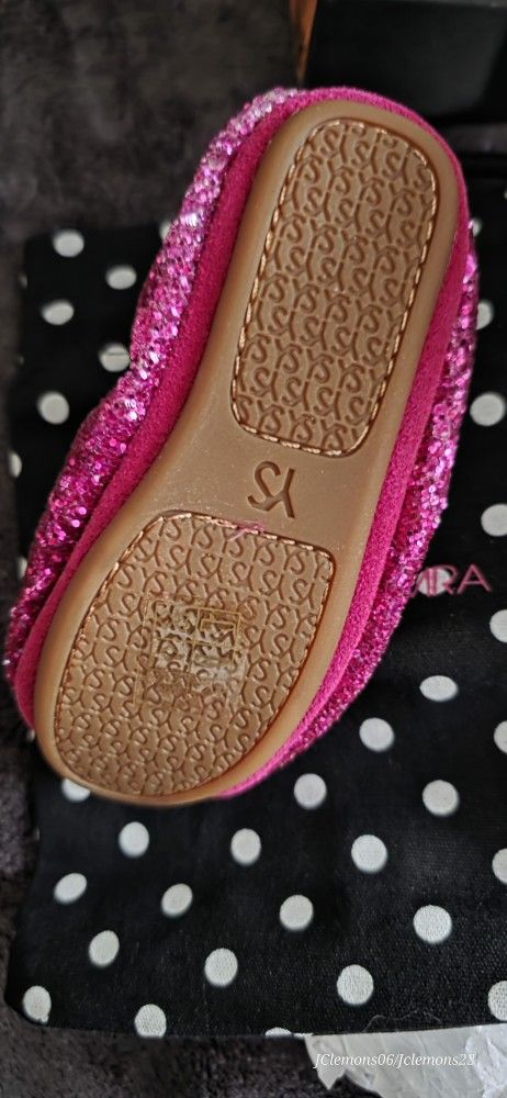 NIB Shocking Pink" Sequin Folding Ballet Flats - Size 6C