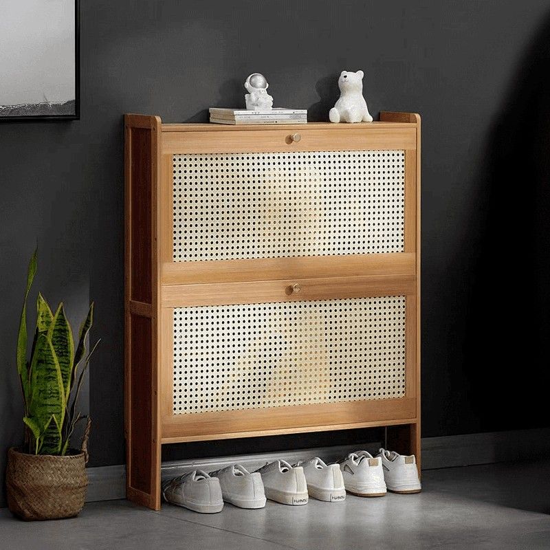 MoNiBloom Bamboo 4-Tiers Thin Shoe Cabinet for Narrow Entryway, Freestanding Shoes Storage Rack, for Hallway, Bedroom, Brown