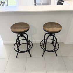 2 Industrial Bar Stools - Adjutable Height - Ashley Furniture