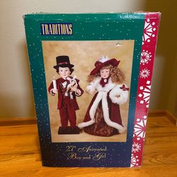 Traditions 27" Animated Christmas Boy and Girl Figures