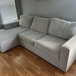 Living Spaces Monterey Beach Beige Grey Fabric 107”