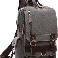 Canvas Cross Body Messenger Bag Shoulder Sling Backpack Travel Rucksack
