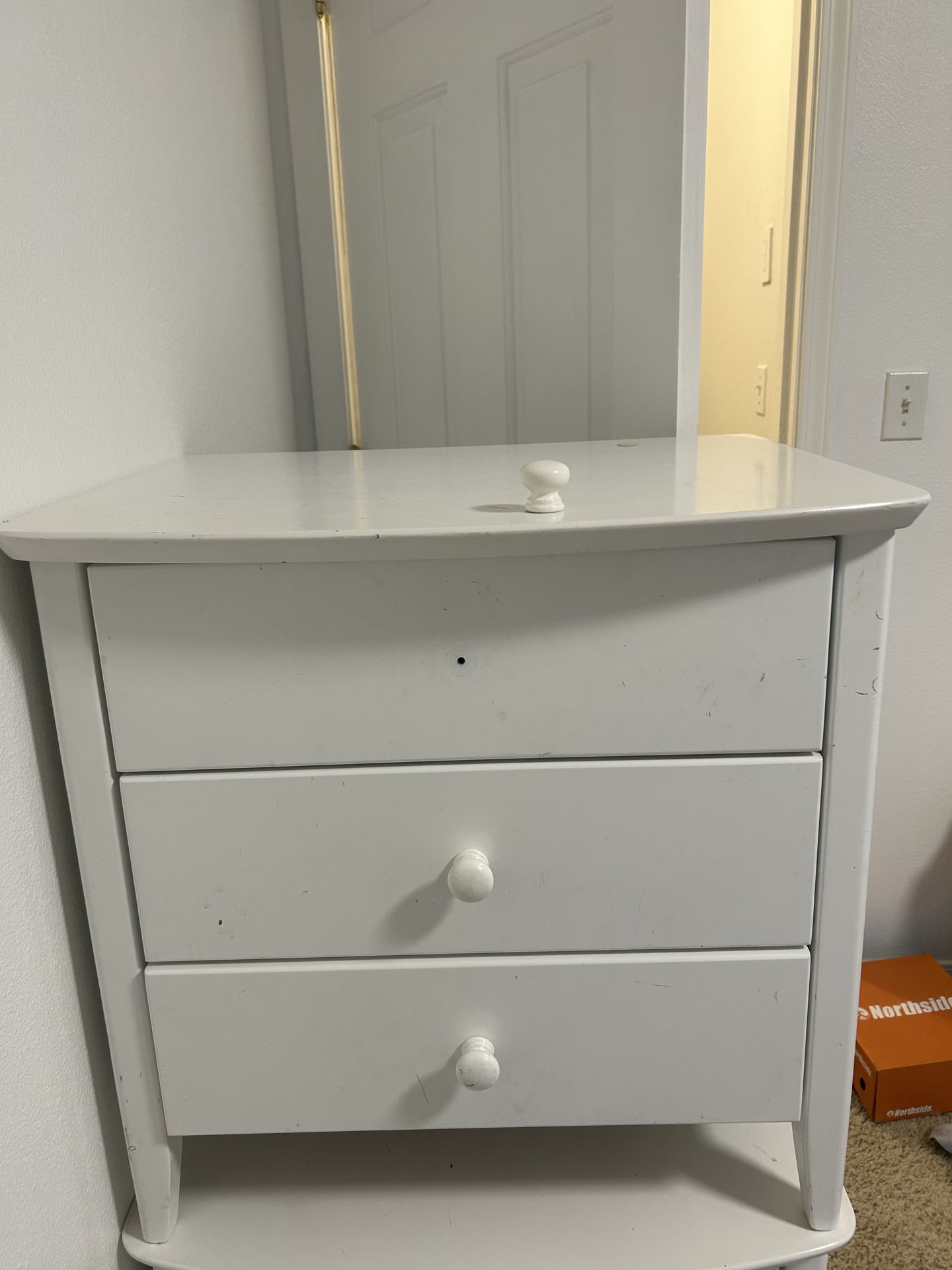 Twin bed frame and two nightstands