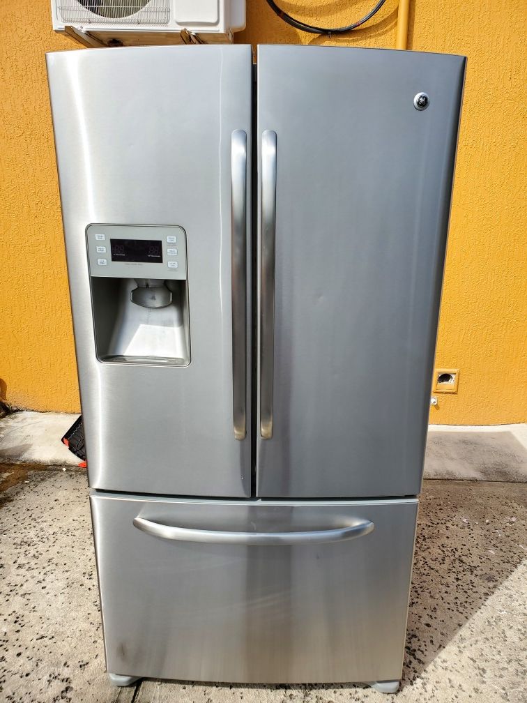GE Stainless Steel 3 Door Refrigerator Bottom Freezer - 30 Days Warranty