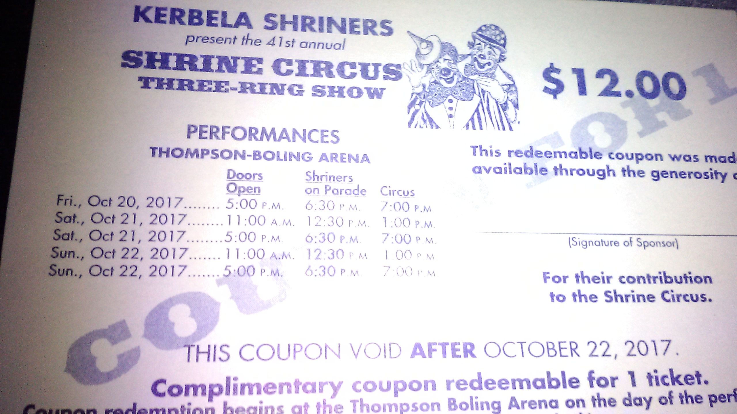 Shriner's Circus tickets