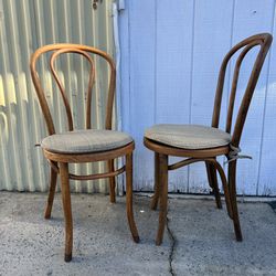 pair of antique thonet bentwood oak chairs