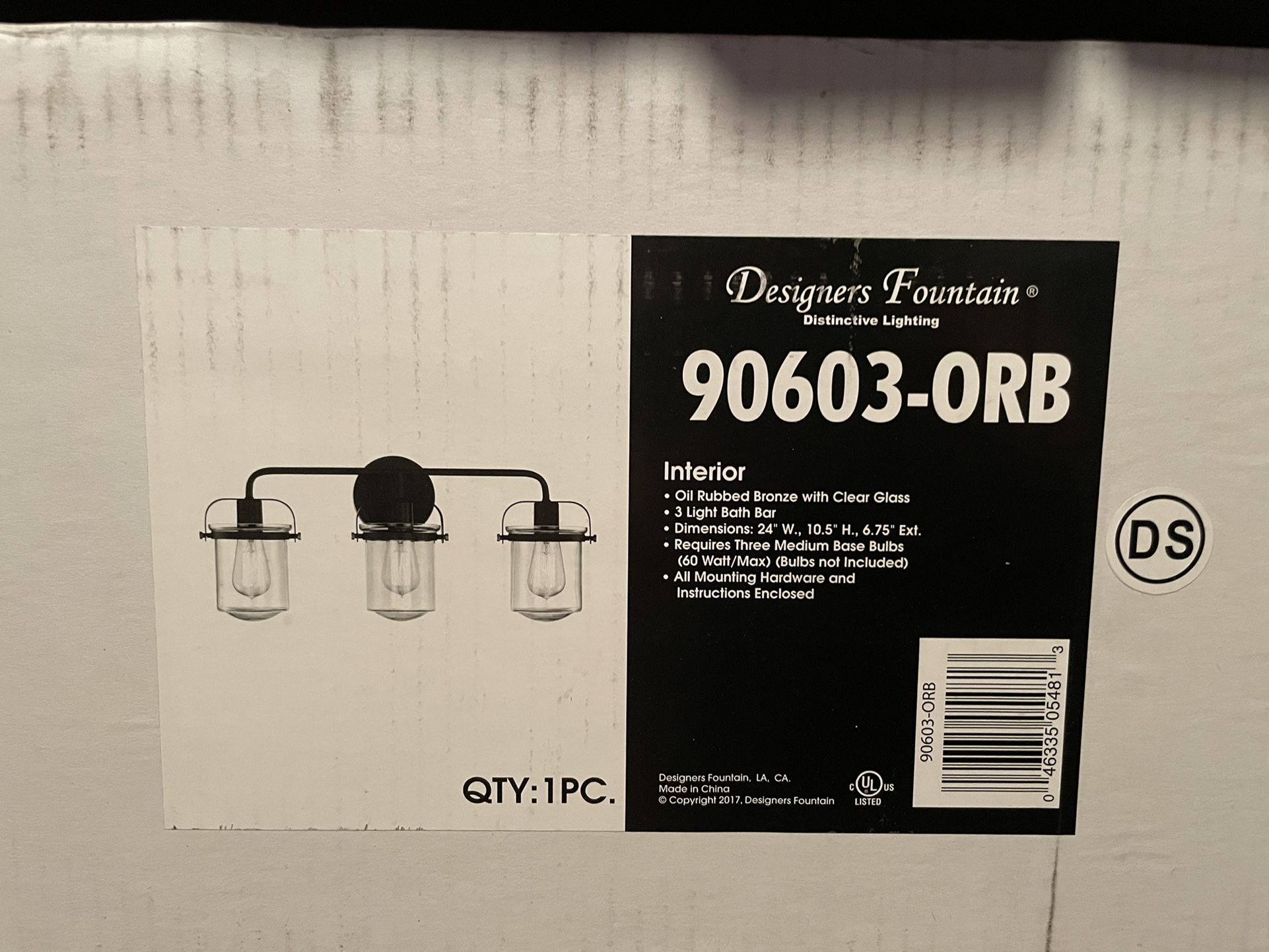 Designers Fountain Wall Light (bathroom) Brand New
