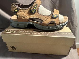 CAMEL CROWN Men's Leather Sandals Hiking Outdoor Water Beach Sports Mens Sandals for Summer with Open Toe Adjustable Straps