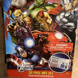 Marvel Avengers Assemble 50 Pc Art Set in Carrying Case w/Crayons, Markers, Paint & Many Other Items 