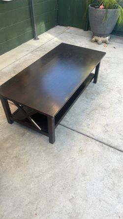 Dark Wood Coffee Table with Lower Shelf