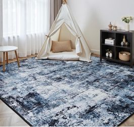 8x10 Area Rugs for Living Room, Washable Large Rug Stain-Resistant Low Pile, Modern Dark Carpet for Dining Room Home Office Kid Room Nursery Bedroom, 