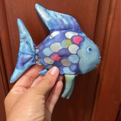 Rainbow fish puppet finger puppet needs a little stitching on Bottom Fin