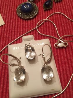 White topaz pendant & earrings
