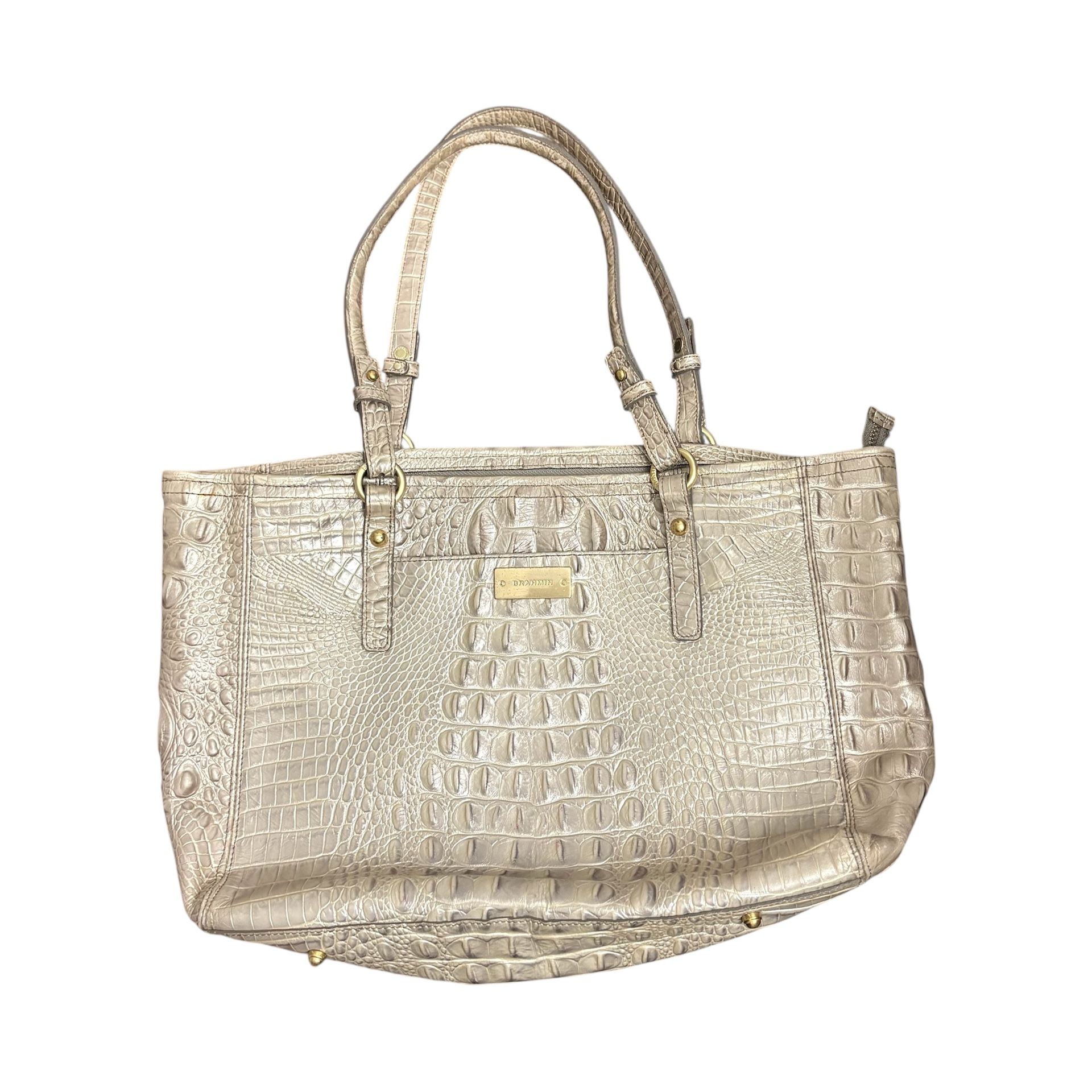 Brahmin Champagne Croc Embossed Leather Shopper Tote Shoulder Bag Vintage AS IS