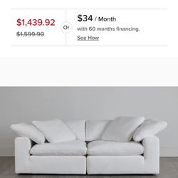 Nixon White Fabric 2-gpiece Modular Sofa (Cloud Couch)