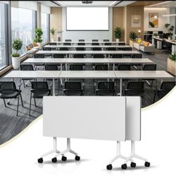 New in the box 2 Pack Conference Table, Folding Conference Room Tables with Wheels,47.2 Inch Meeting Table Flip Top Mobile Training Table, Modern Semi