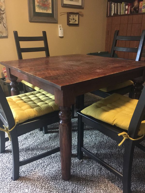 World Market kitchen table with IKEA chairs for Sale in ...