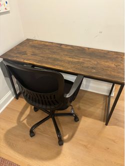 Industrial wood and metal Desk with side storage