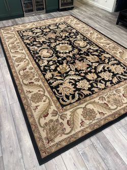 8’ x 12’ Oneida Area Rug – Traditional Black & Beige