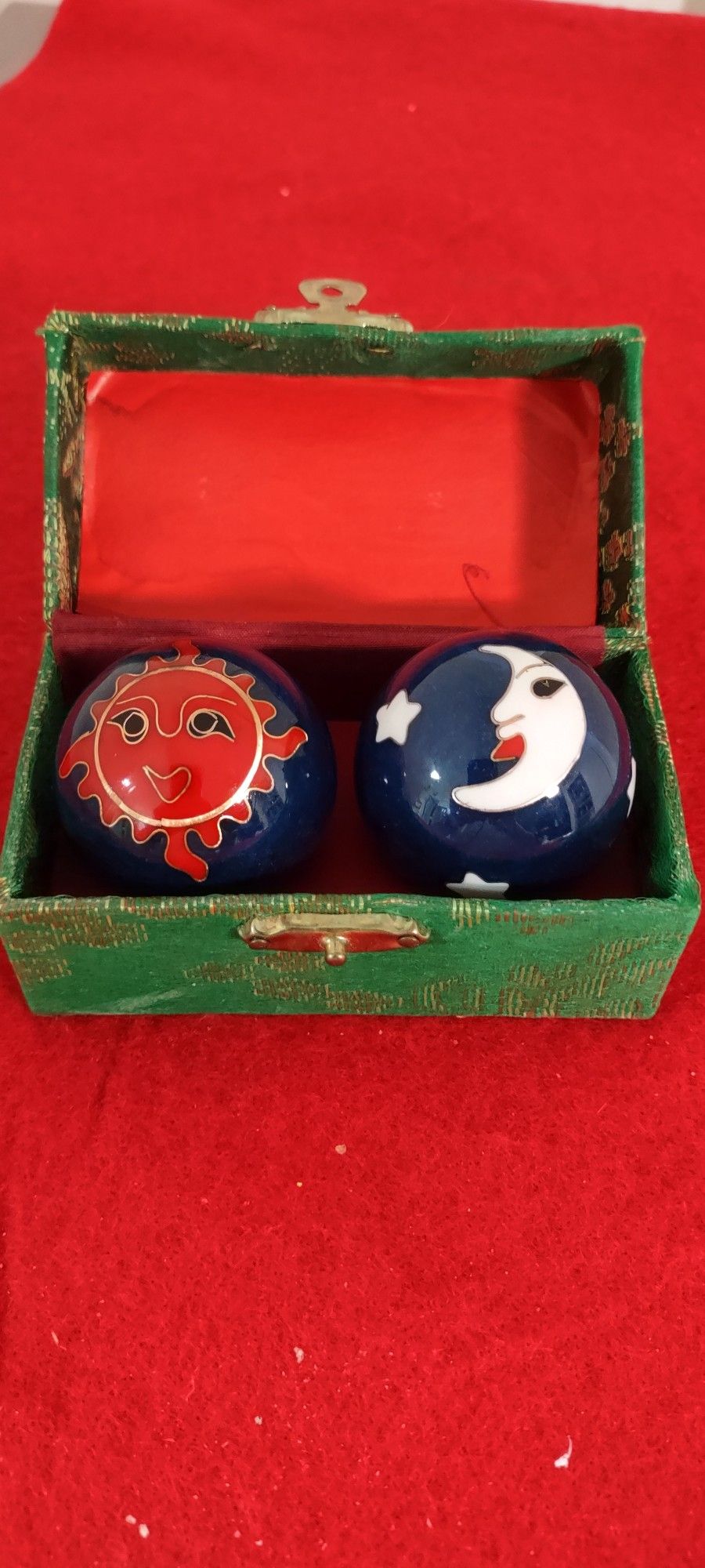 Traditional Iron Baoding Ball Red Sun- White Moon  in Box Original.