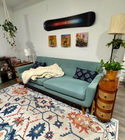 Mid-Century Modern Blue/Green Sofa