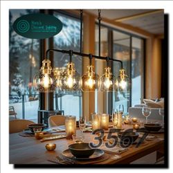 🔥 Modern Farmhouse 5-Light Kitchen Island Chandelier – Seeded Glass Dining Room Light Fixture 🔥