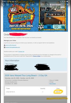 Vans Warped Tour UNREGISTERED Wristbands! LONG BEACH
