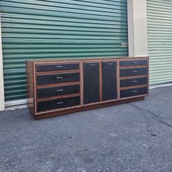 Vintage 1960s Mid Century John Stuart Walnut Lowboy Dresser Chest of Drawers Credenza Scandinavian