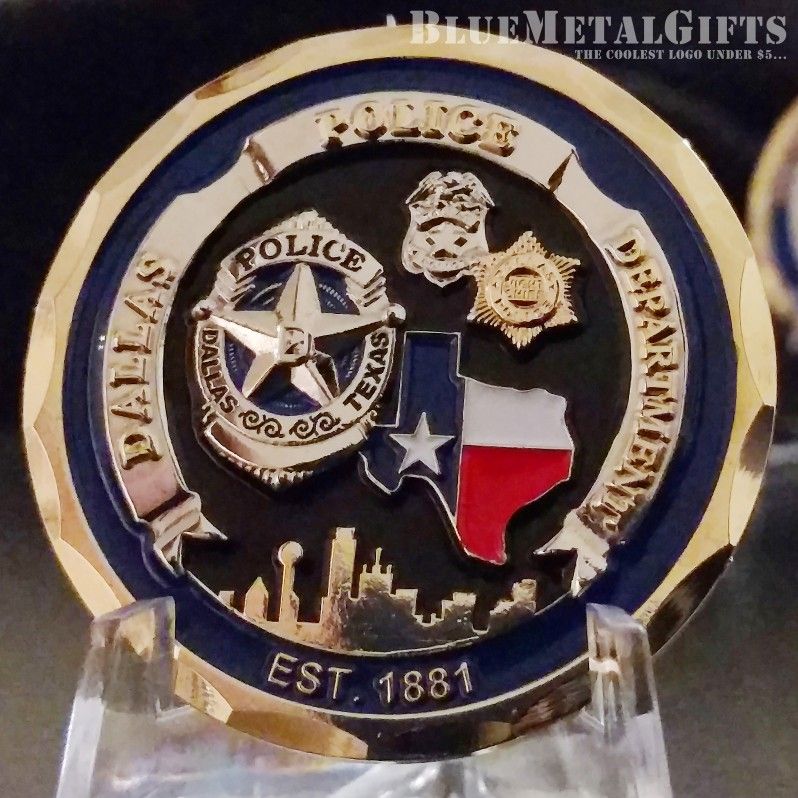 All 3 badges! Dallas Police Department Challenge coin - BlueMetalGifts