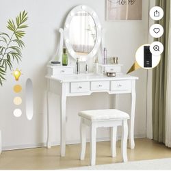 Vanity with 3 Color Lights + USB Charging Station 