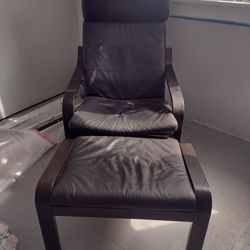 Ikea Leather Chair W Ottoman 