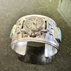 Carlos white Eagle Sterling Silver & Turquoise Watch Cuff