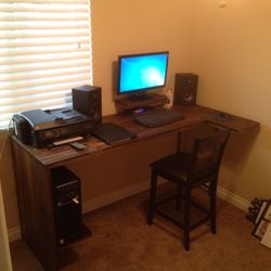 Custom rustic hardwood counter height office desk