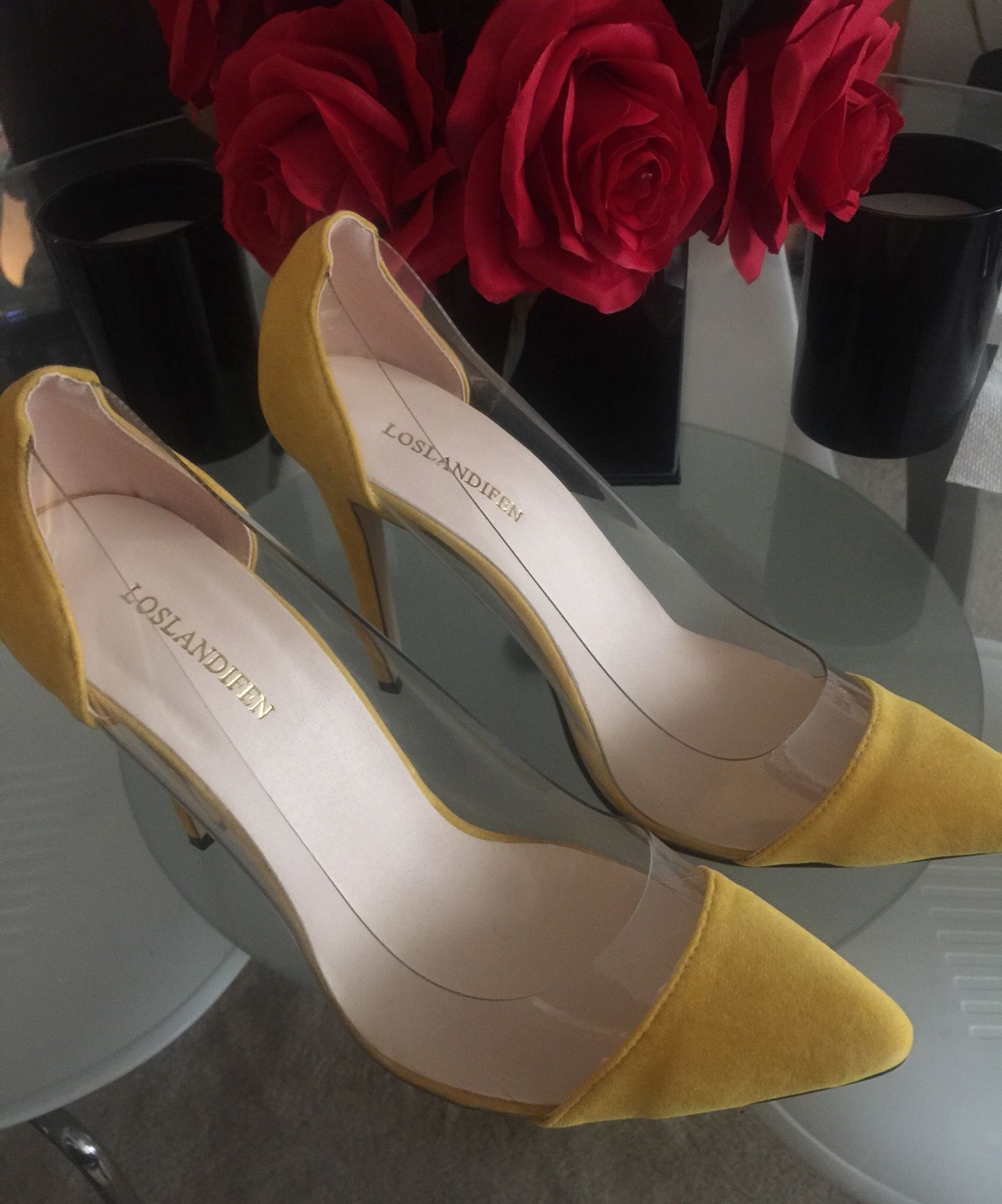 Los landifen yellow/transparent heels