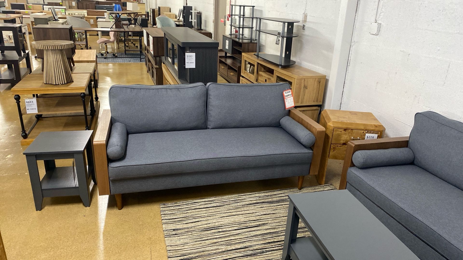 Baxton Studio Harley’s on Grey/walnut Sofa
