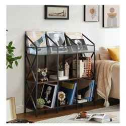 9 Grids Vinyl Record Storage Holder Rack， 