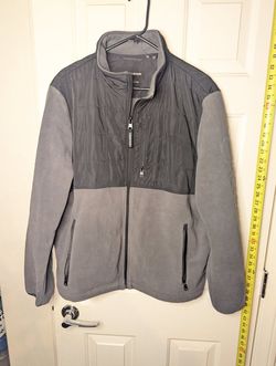 Calvin Klein Jeans Full Zip Grey Fleece/Soft Shell Jacket Size Large